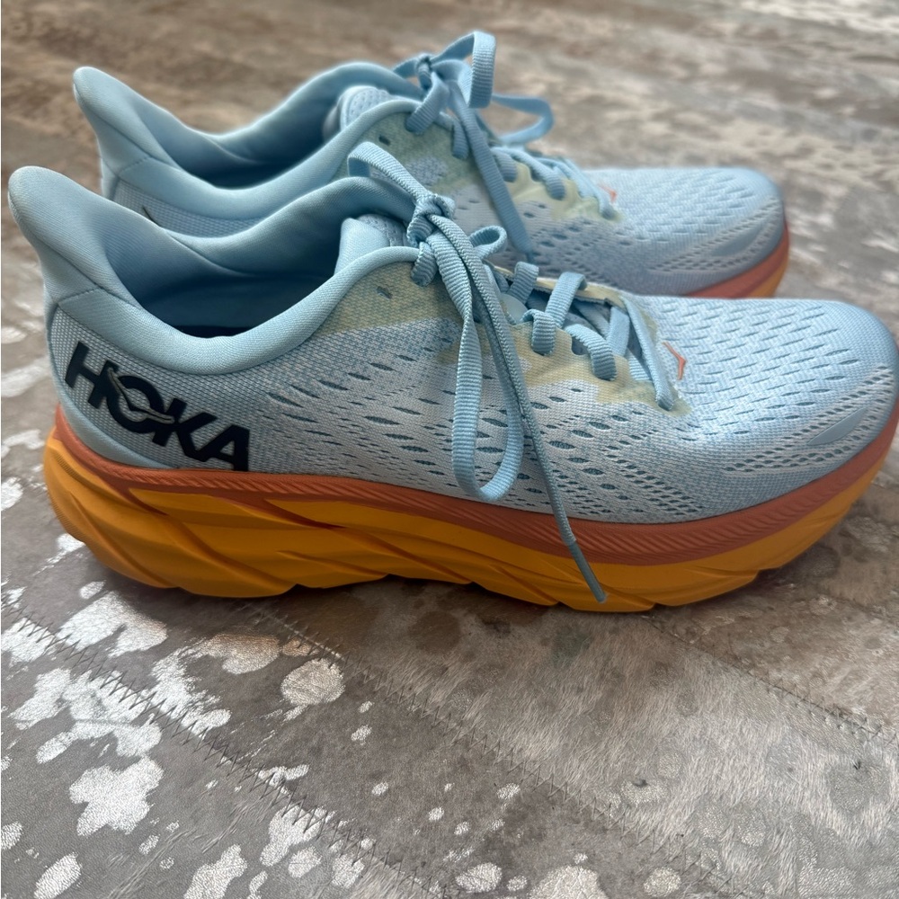 HOKA Women's Light Blue & Orange Running Shoes